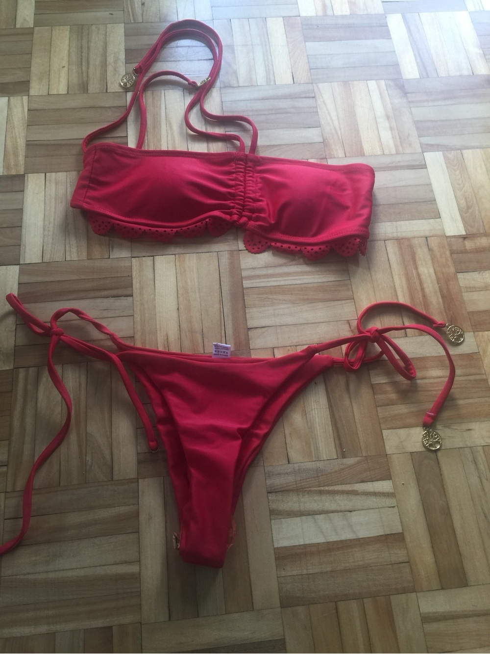 Red Two-Piece Bandeau Bikini Set